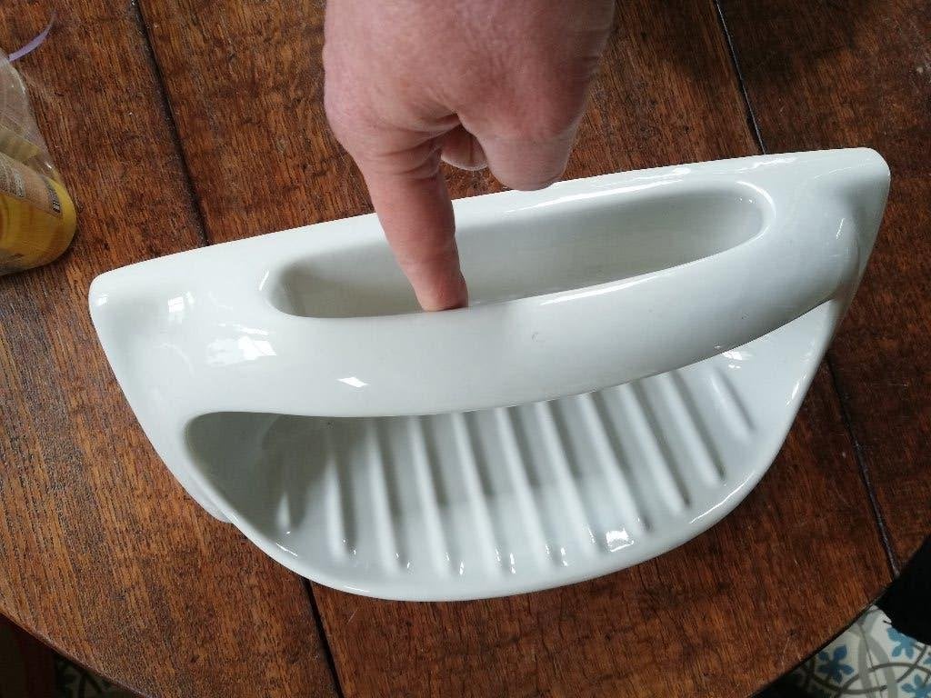 Grote Vintage inbouw zeepbak met handgreep / ophang handdoek, Ophalen