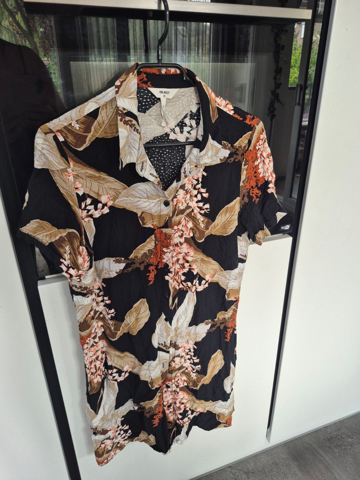 Object blousejurk met tropische print - Maat 38 (M), Maat 38/40 (M), Zwart, Object, Ophalen of Verzenden