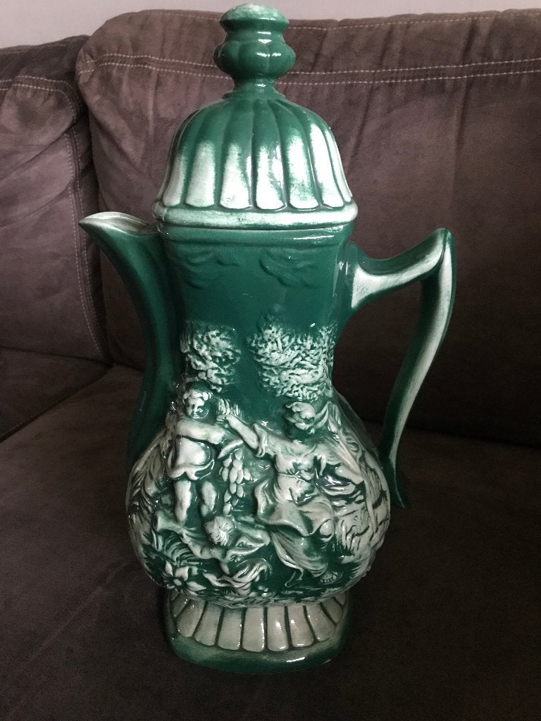 Vintage Keramieken / Porseleinen Vaas / Schenkkan Groen., 44 cm, Ophalen of Verzenden, Zo goed als nieuw, Steen/keramiek