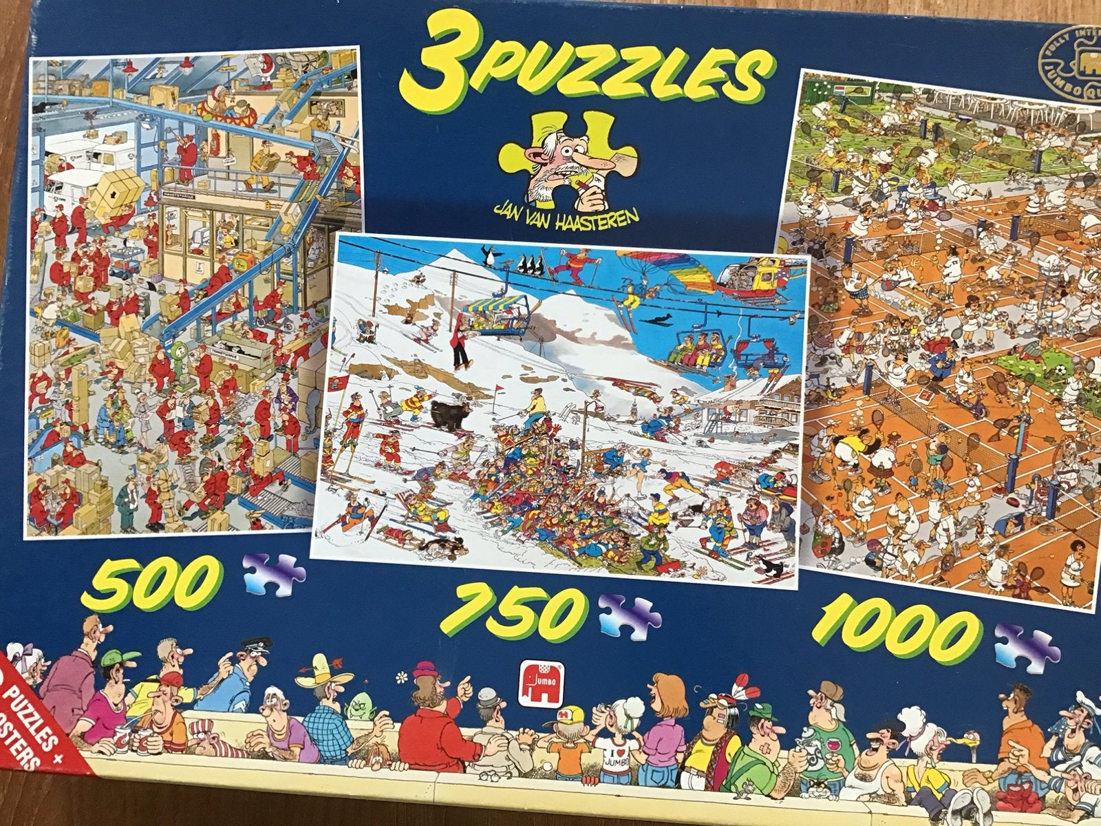 Jan van Haasteren puzzelbox, Hobby en Vrije tijd, Ophalen of Verzenden, 500 t/m 1500 stukjes, Zo goed als nieuw