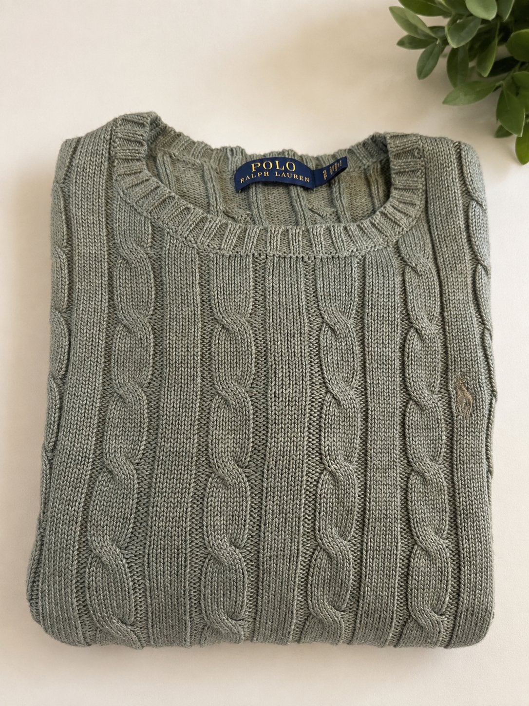 Ralph Lauren kabeltrui maat S, Verzenden, Zo goed als nieuw, Maat 36 (S), Groen