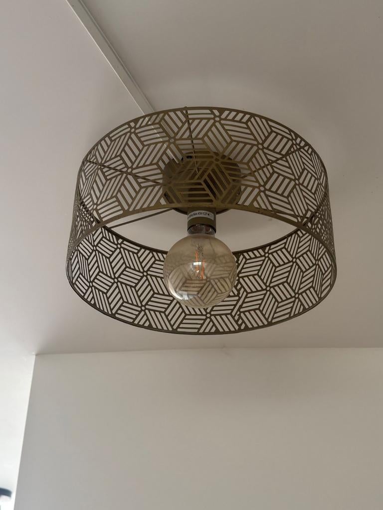 Gouden plafondlampen, Huis en Inrichting, Lampen | Plafondlampen, Ophalen of Verzenden, Zo goed als nieuw, Metaal, Modern, Geometrisch