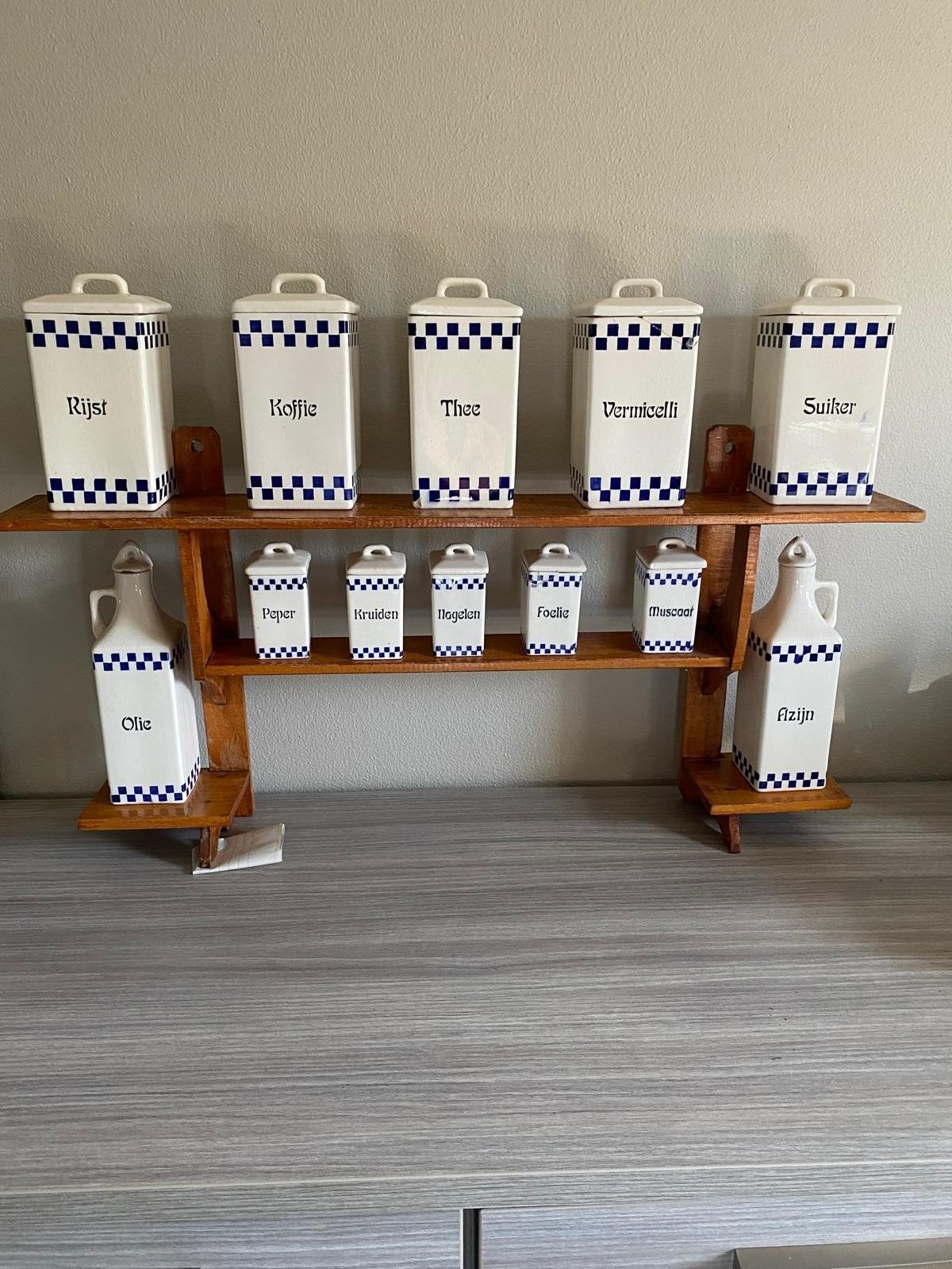 Vintage Keukenset: Voorraadpotten en Kruidenrek, Ophalen