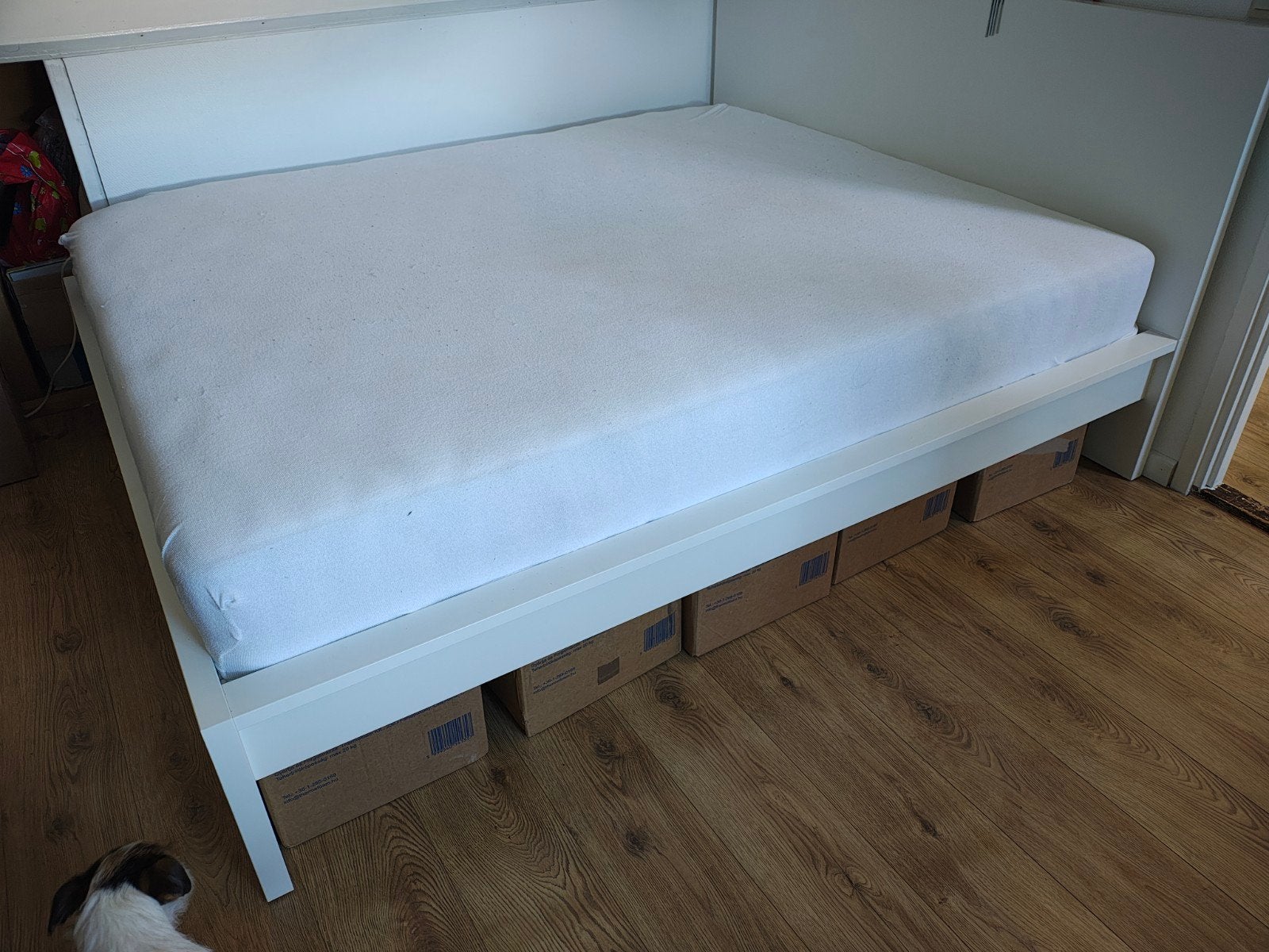 Wit eenpersoonsbed met lades en ladekast, Gebruikt, 90 cm, Eenpersoons, Wit