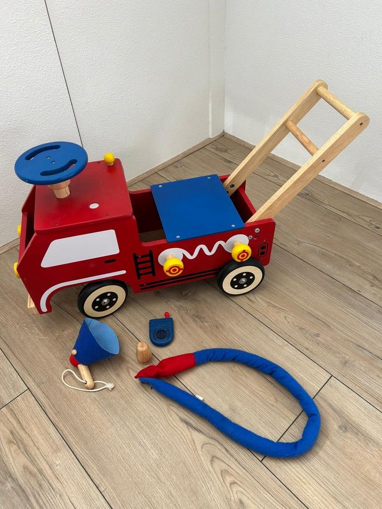 Loopwagen brandweer hout, Ophalen, Zo goed als nieuw, Afstandsbediening