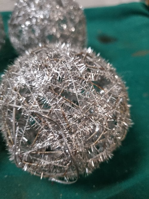 kerstballen gaas groot zilverkleurig 4x [b 428], Antiek en Kunst, Ophalen of Verzenden