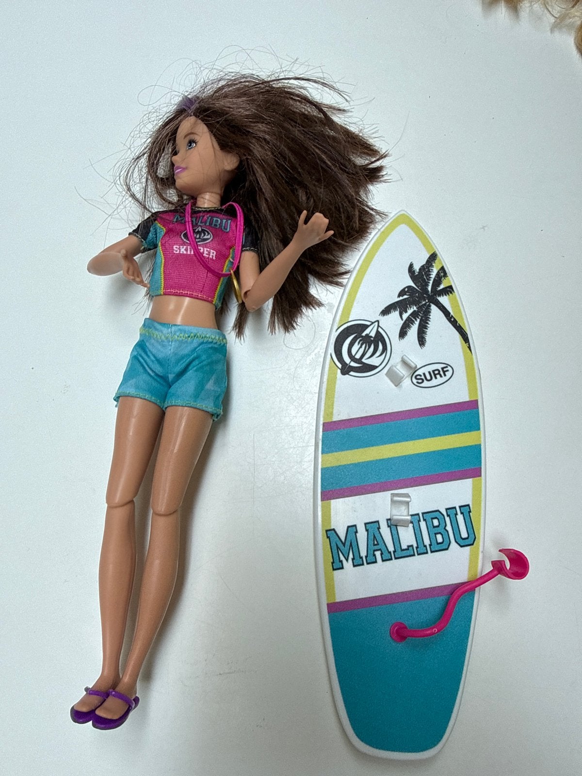 Barbie Skipper Malibu met Surfplank, Ophalen of Verzenden, Gebruikt, Barbie