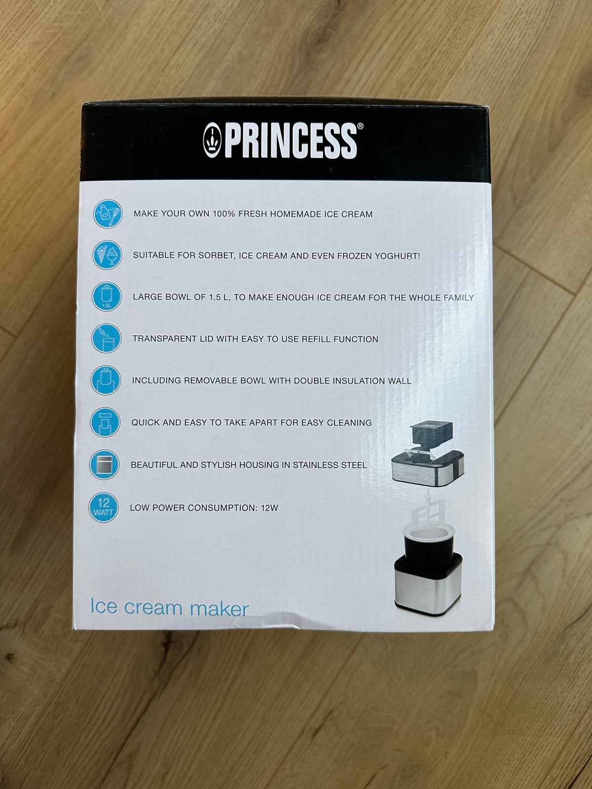 Princess IJsmachine 1.5L - spotprijsje, nieuw!!, 1 tot 2 liter, Ophalen of Verzenden, Nieuw, 1 snelheid