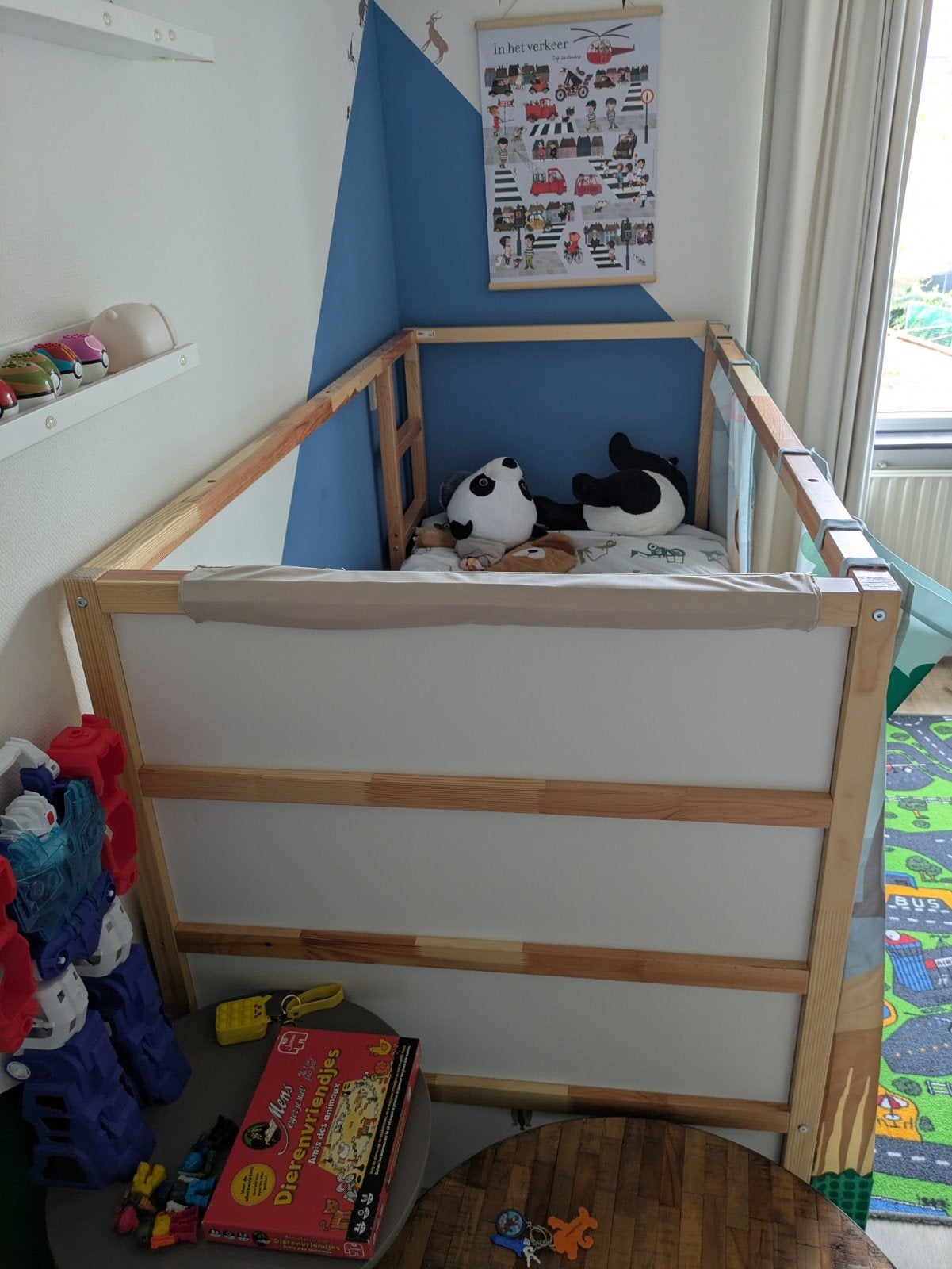 IKEA KURA omkeerbaar bed, wit/grenen, 90x200 cm, Ophalen, Gebruikt, 90 cm, Eenpersoons