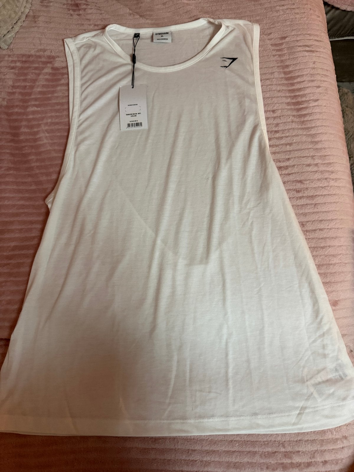 Gymshark Training Drop Arm Tank - Wit - XL, Fitness, Wit, Ophalen of Verzenden, Maat 56/58 (XL)