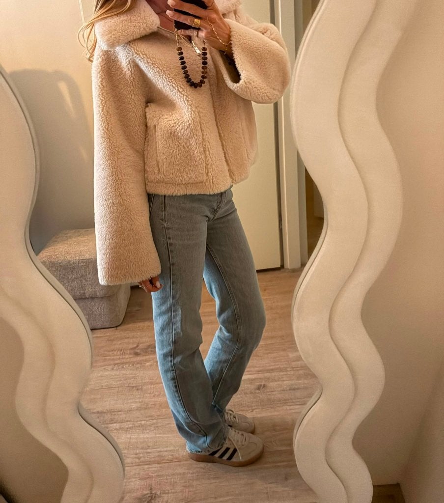 mooie lichte faux shearling jacket jasje Mango mt S ZGAN, Verzenden, Zo goed als nieuw, Maat 36 (S), Overige kleuren