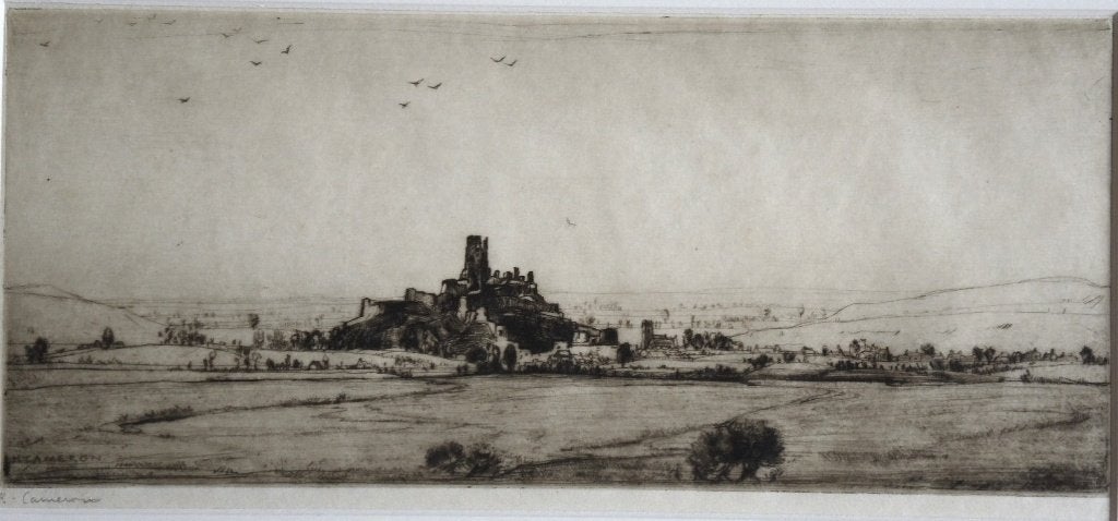 Katharine Cameron ets "Carpe Castle", gesigneerd, Antiek en Kunst, Ophalen, Origineel, Ets, Landschap