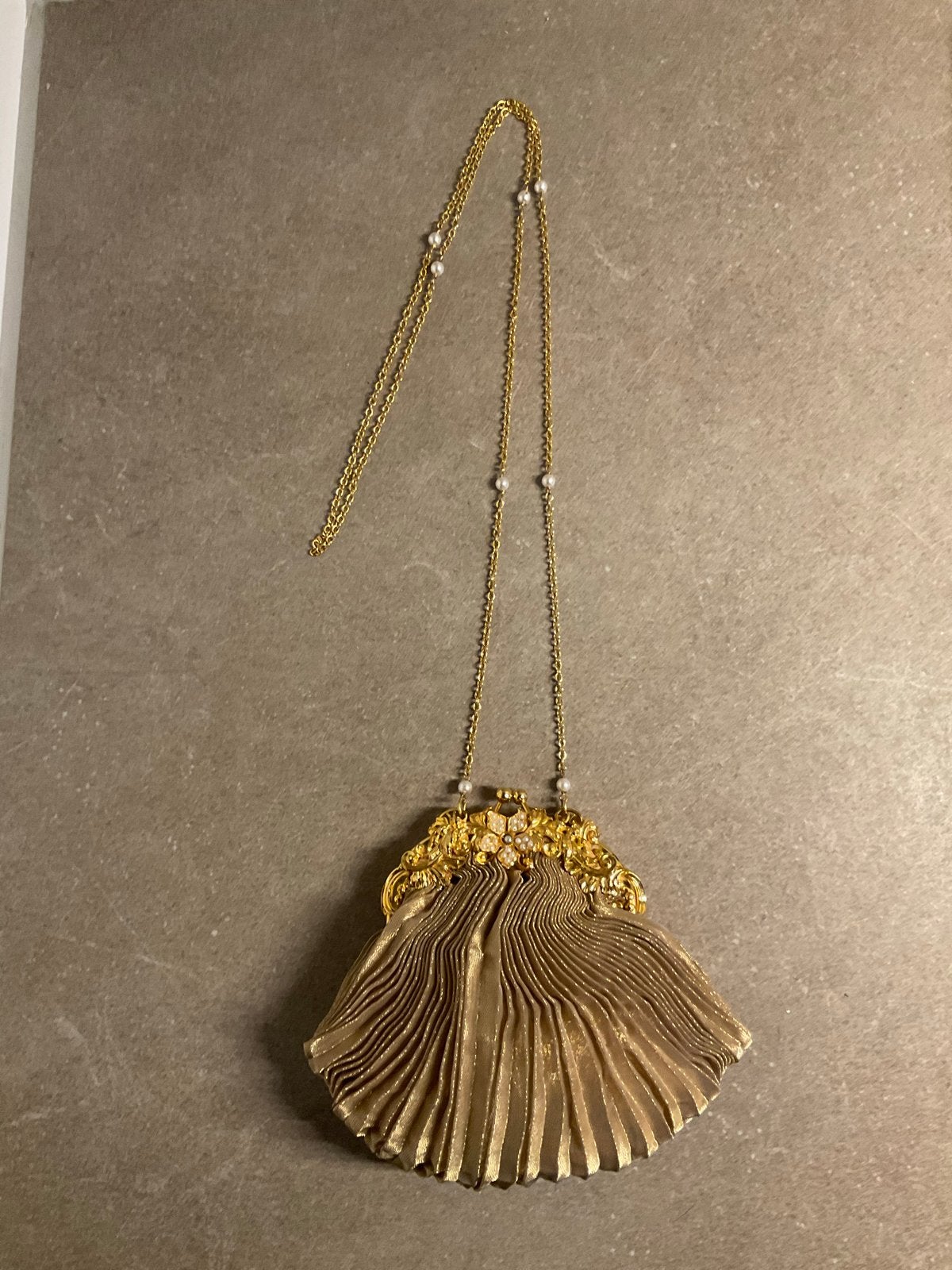 Vintage Maddalena Marconi Schoudertas Goudkleurig, Ophalen of Verzenden, Gebruikt, Goud, Overige merken