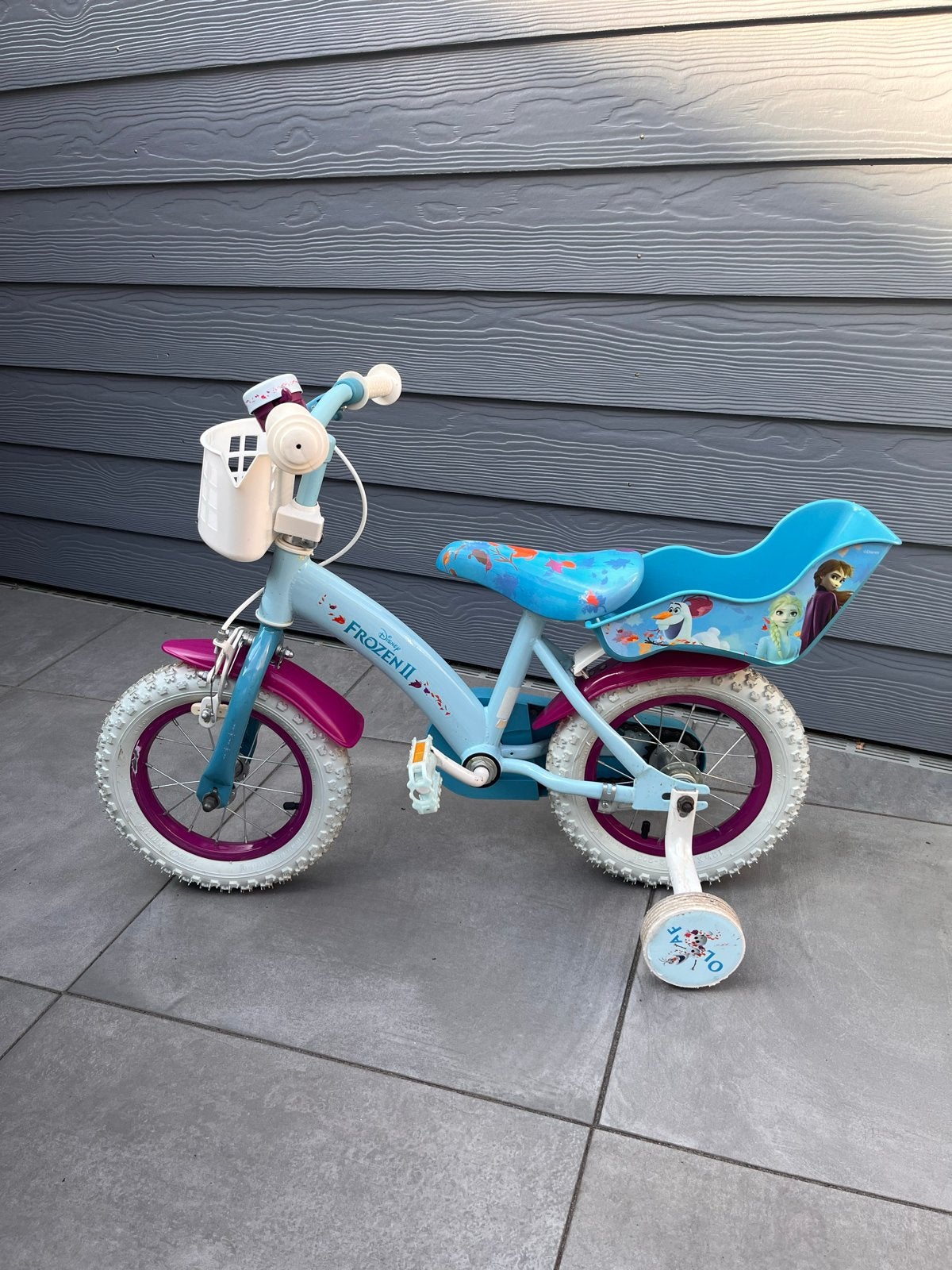 Elsa Frozen 12 inch kinderfiets met zijwieltjes, Fietsen en Brommers, Fietsen | Kinderfietsjes, Ophalen, Gebruikt, Minder dan 16 inch