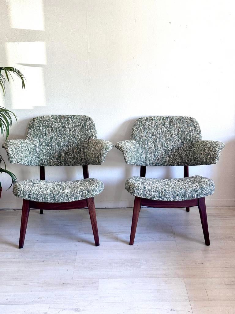 Set van twee vintage fauteuils Louis van Teeffelen jaren 60, Huis en Inrichting, Fauteuils, Ophalen, Minder dan 75 cm, Vintage midcentury
