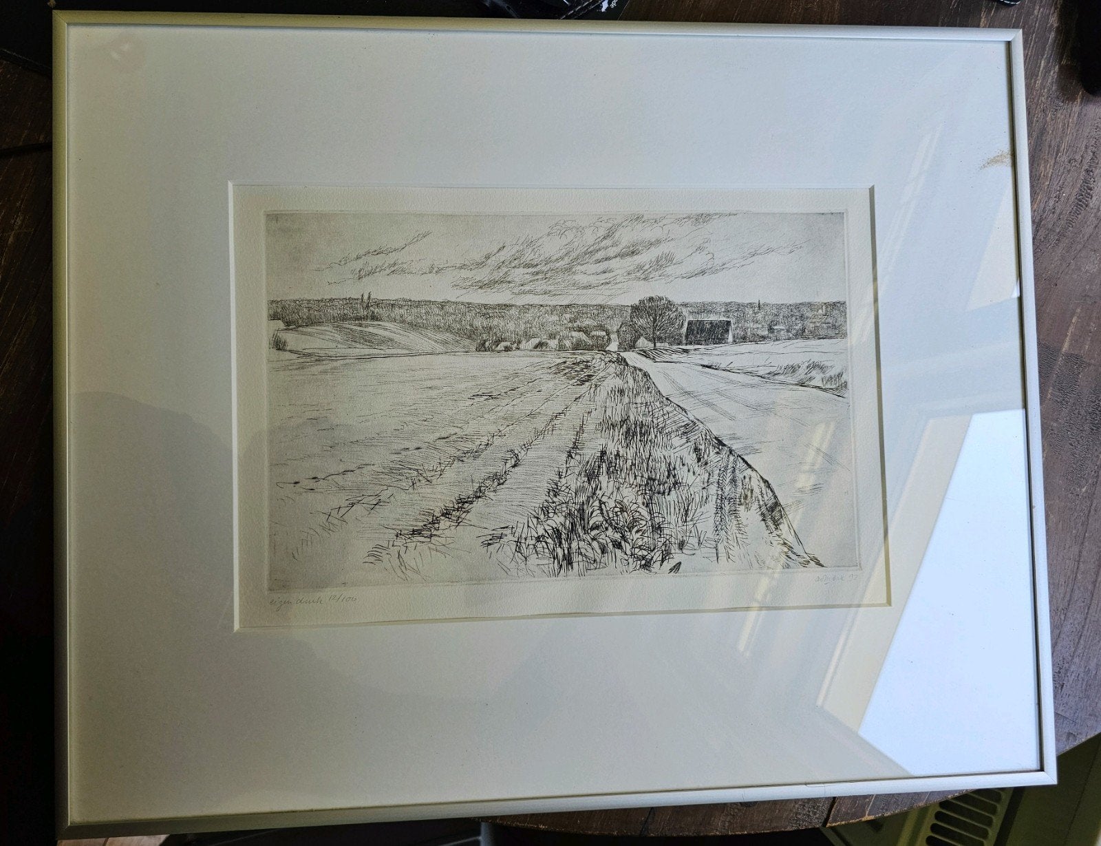 Originele Ets ‘Nederlands Landschap’ (1992) Antoon van Meer, Ophalen of Verzenden