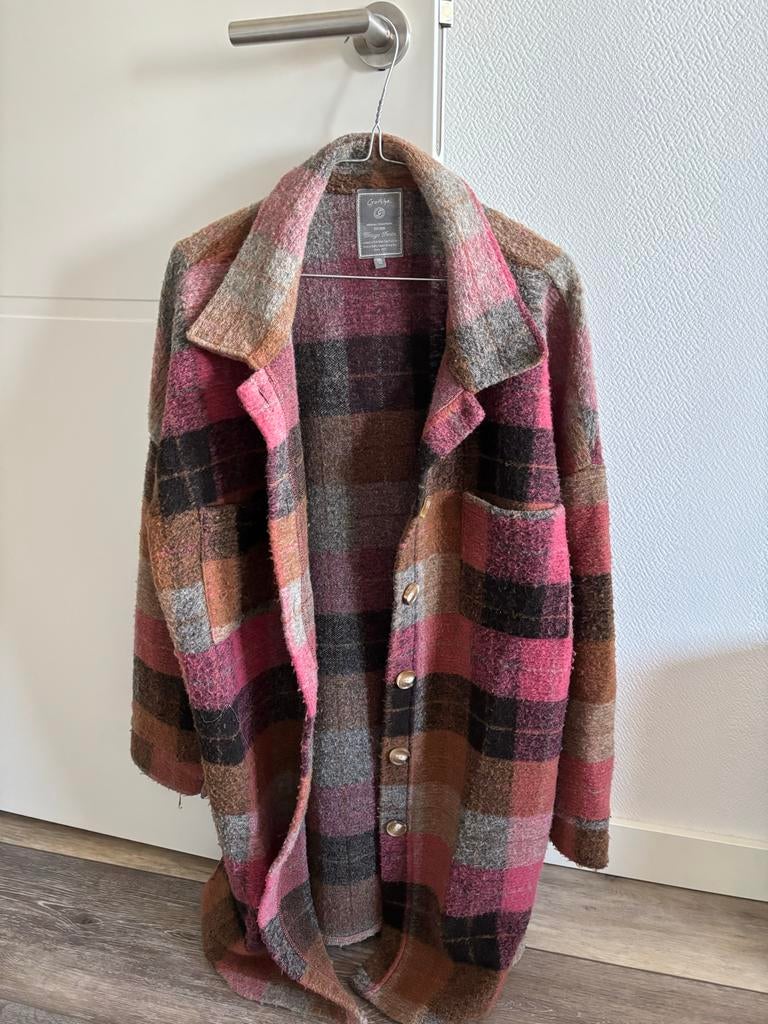 Geruite Oversized Shacket Roze/Bruin - Maat M, Ophalen, Zo goed als nieuw, Maat 42/44 (L), Roze