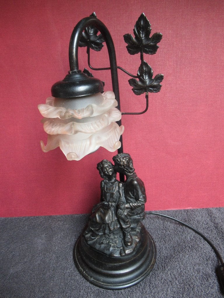 Vintage Brocante romantische vintage tafellamp jaren 70 ., Verzamelen, Ophalen of Verzenden, Huis en Inrichting