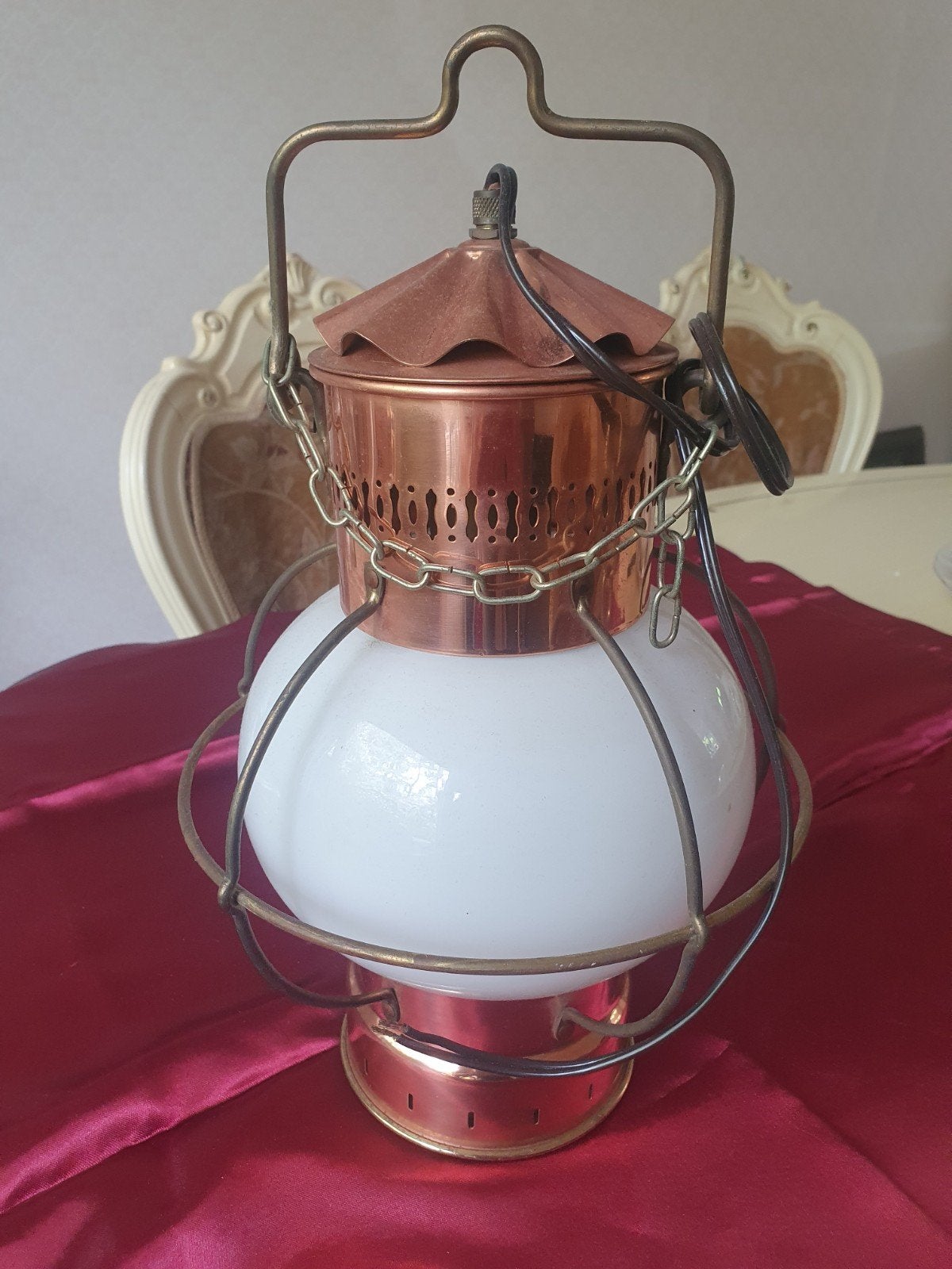 Prachtige Koperen Scheepslamp Ankerlicht Electrisch 35 cm, Verzamelen, Ophalen of Verzenden, Zo goed als nieuw, Motorboot of Zeilboot