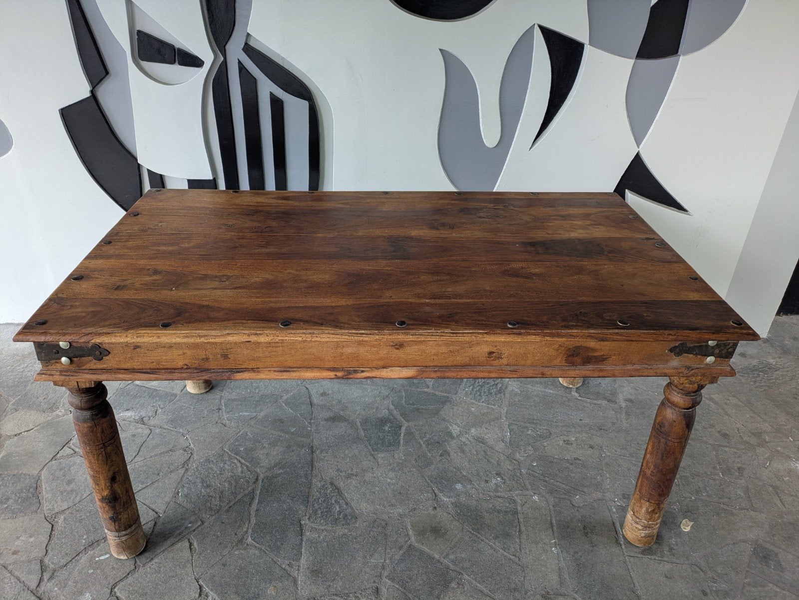 Robuuste houten tafel - 90x165cm, Ophalen of Verzenden