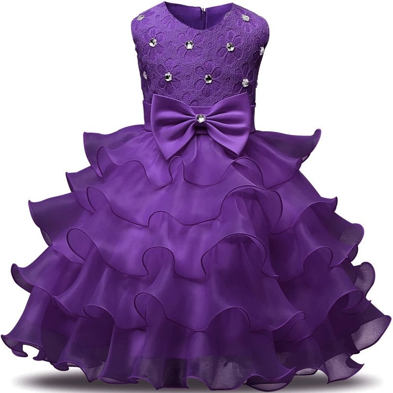 Paarse meisjes bloemen glitter jurk prinsessenjurk prinses, Verzenden, Nieuw, 110 t/m 116, Meisje