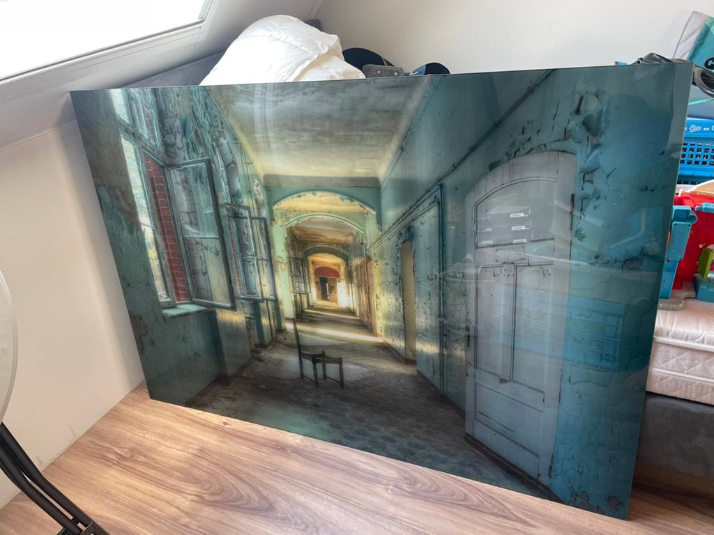Groot glasschilderij – 100x150 cm – Industrieel /Urban stijl, Ophalen