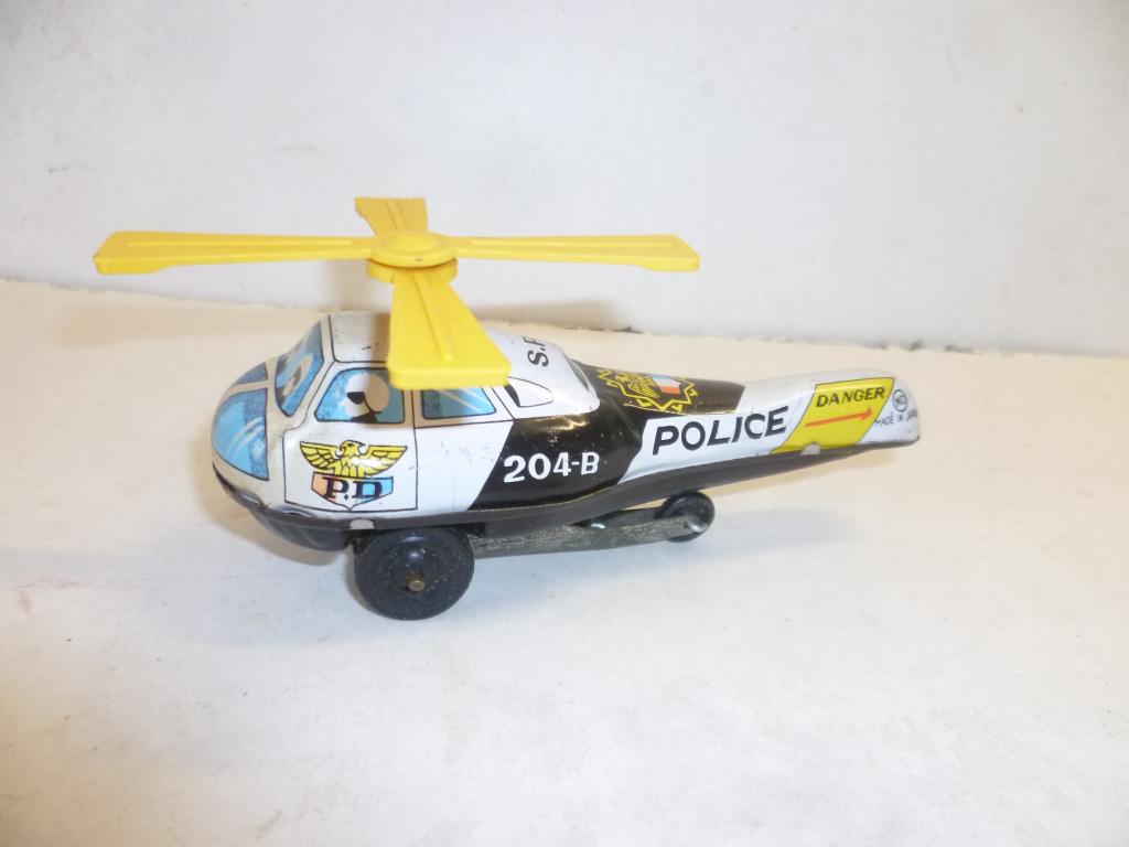 Blikken Politie Helikopter made in Japan ca. 70er jaren 13cm, Ophalen of Verzenden