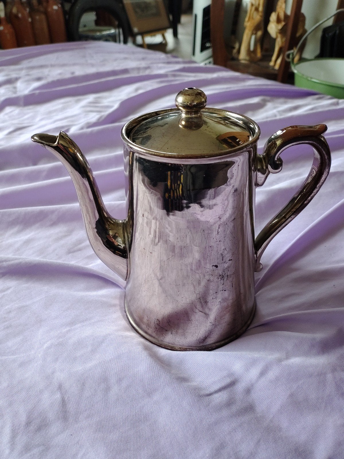 Vintage Engelse Zilverglans Koffiepot - Staffordshire, Ophalen of Verzenden