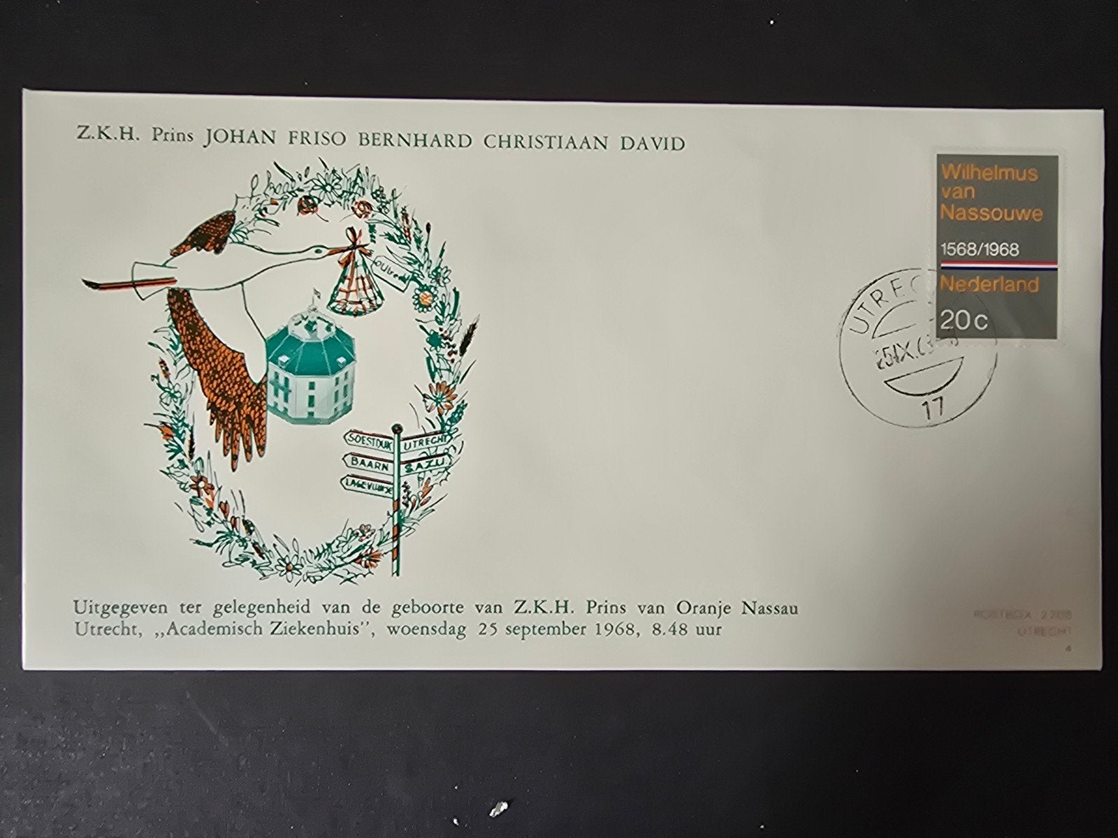 Eerstedagenveloppe Nederland 1968 - Johan Friso, Ophalen of Verzenden, Onbeschreven, Nederland