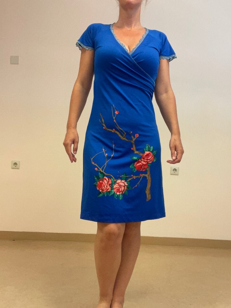 King Louie jurk M konings blauw rozen, Kleding | Dames, Jurken, Maat 38/40 (M), Blauw, Ophalen of Verzenden, Zo goed als nieuw