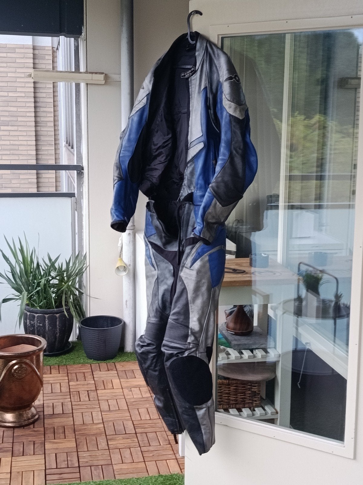 Revenger motorpak - Leer - Maat 52 - Blauw/Grijs/Zwart, Ophalen, Gedragen, Revenger