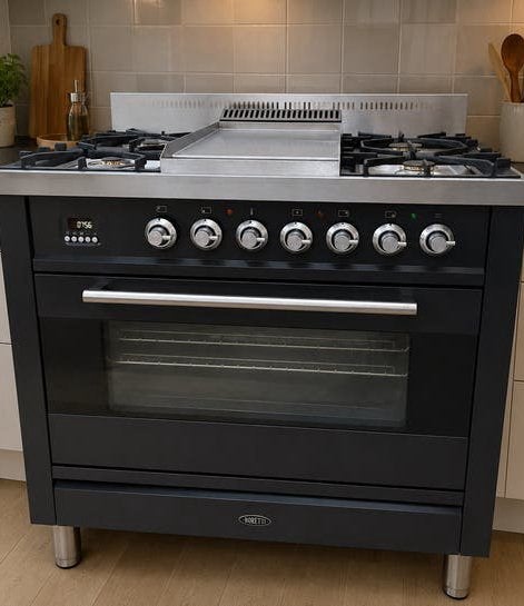 Boretti gasfornuis met frytop, Ophalen, Gebruikt, 60 cm of meer, Energieklasse A of zuiniger