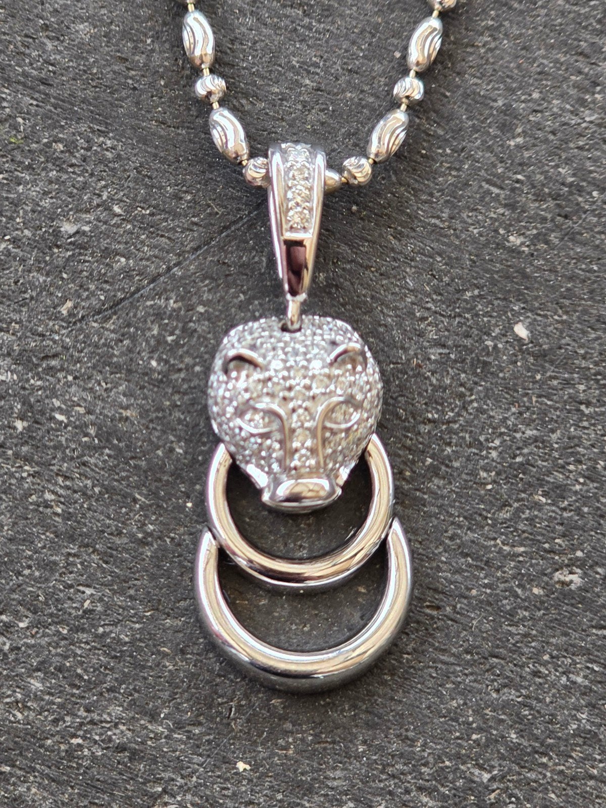 18krt witgouden panter hanger briljant gezet ( cartier), Ophalen of Verzenden, Zo goed als nieuw, Goud, Goud