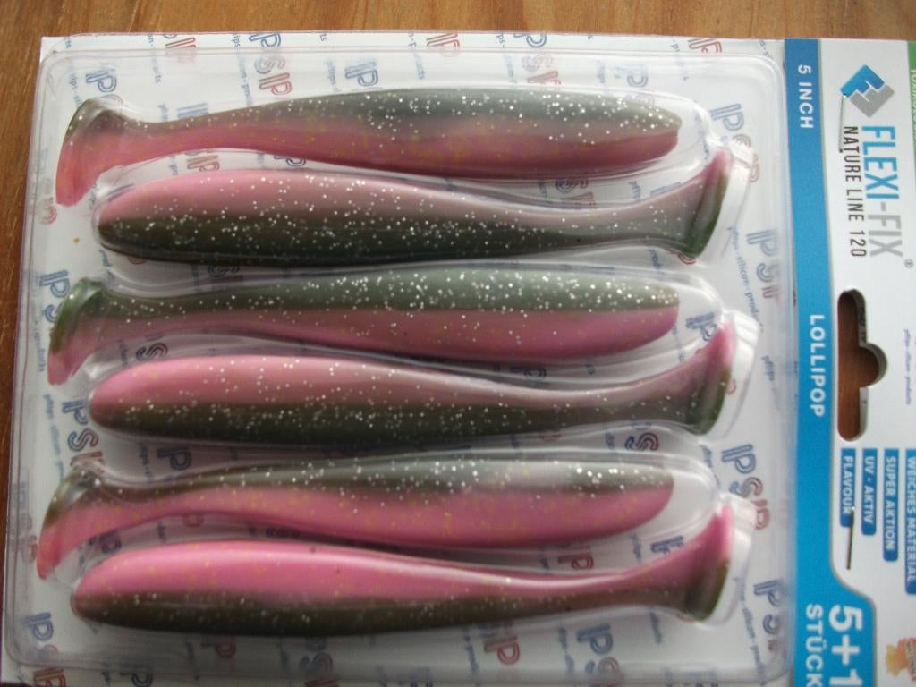 6 stuks Flexi-Fix Nature Line 120 roofvis shads / kunstaas, Watersport en Boten, Ophalen of Verzenden, Nieuw, Overige typen
