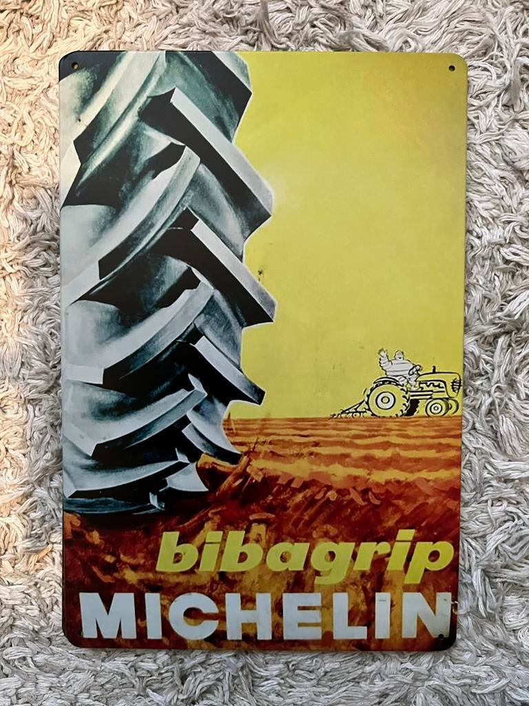 Michelin reclame platen , Bibendum , Reclamebord 20 x 30 cm, Ophalen of Verzenden, Zo goed als nieuw