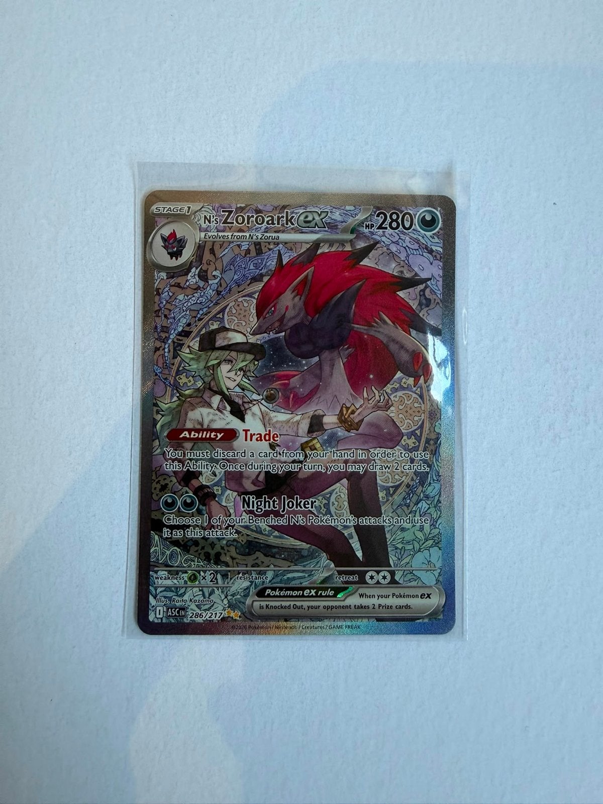 Zoroark ex 286/217 - Pokémon Ascended Heroes, Ophalen of Verzenden, Zo goed als nieuw, Losse kaart