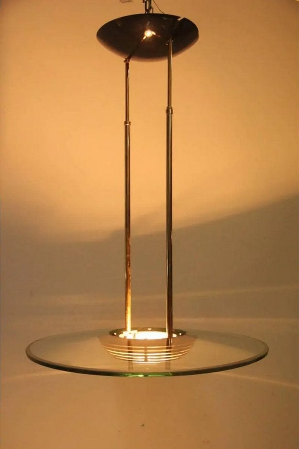 Vintage 70s plafondlamp Fratelli Martini 51026, 300 W, Ophalen of Verzenden, Gebruikt, Glas