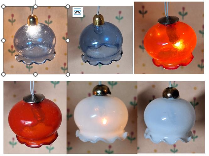 Lampjes van glas blauw rood wit €12,50 per stuk poppenhuis, Ophalen of Verzenden, Gebruikt, Poppenhuis
