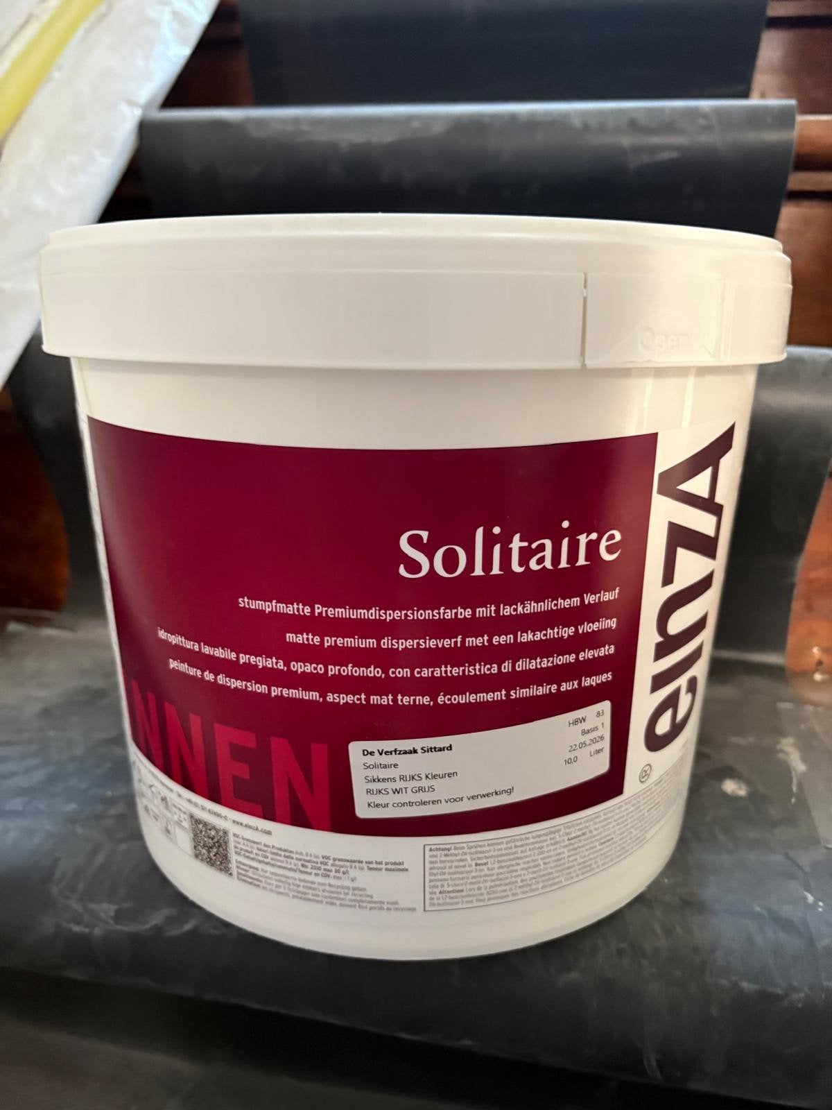 EINZA LATEX MUURVERF 10L SIKKENSKLEUR RIJKSKLEUR WIT/GRIJS, Ophalen of Verzenden, Nieuw, Wit