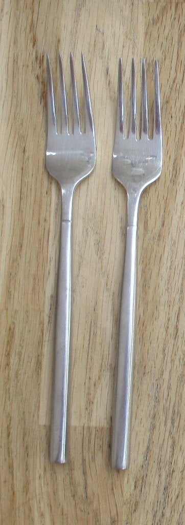 2 dinervorken 19,7cm ROMA 18/10 matte ronde steel bestek, Ophalen of Verzenden, Rvs of Chroom
