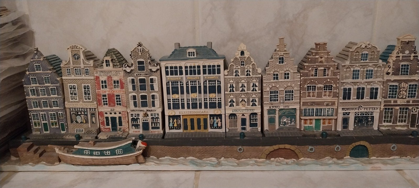 vintage Amsterdamse grachten huisjes plus kade, Ophalen of Verzenden