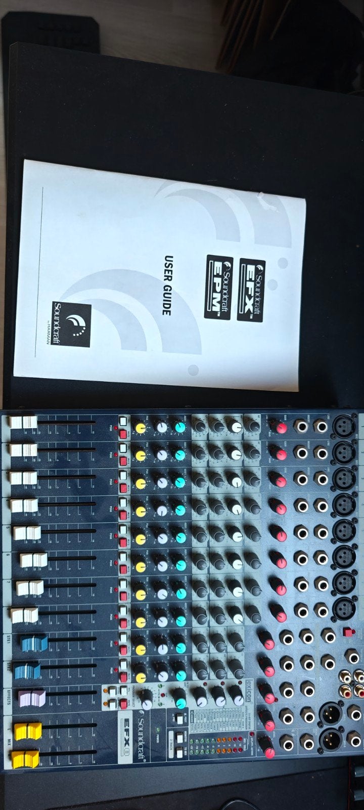 Soundcraft EFX8 mengpaneel met kabels en handleiding, Ophalen, Gebruikt, 5 tot 10 kanalen, Microfooningang