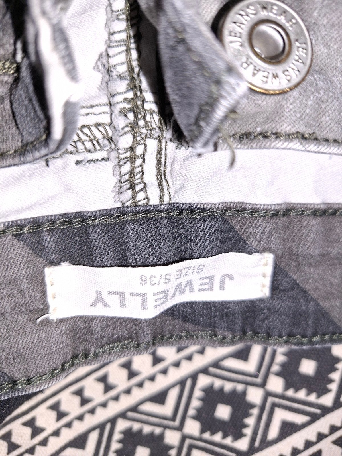 Camo stretch jeans van Jewelly, maat S/36, Overige kleuren, W28 - W29 (confectie 36), Gedragen, Jewelly