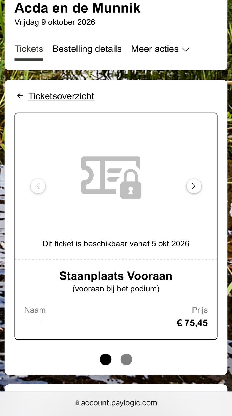 Acda en de Munnik in Ziggo dome 9 okt staanplaats vooraan, Twee personen, Oktober