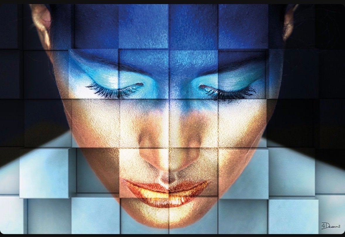 Moderne kunst: Girl Blue, Antiek en Kunst, Ophalen, 3D-effect, Print, Overige materialen