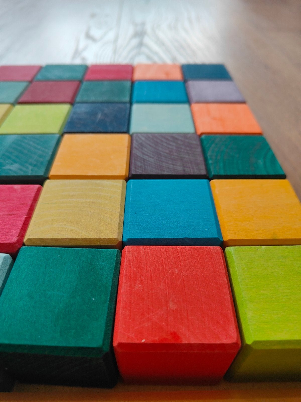 Grimm's houten blokkenset 36 delig, vierkant, Ophalen of Verzenden, Zo goed als nieuw, Overige merken