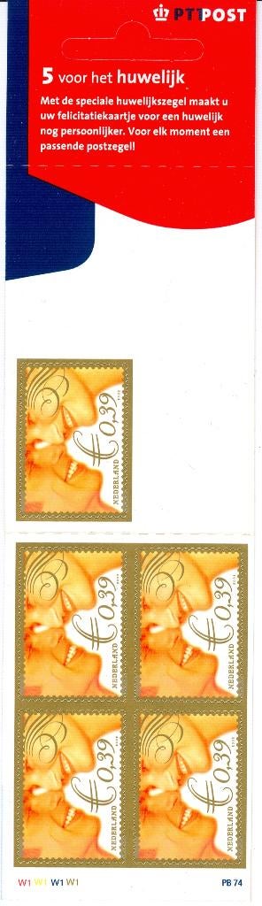 Ned. NVPH PB 74 Vijf voor het huwelijk 2002, Postzegels en Munten, Ophalen of Verzenden, Na 1940, Postfris