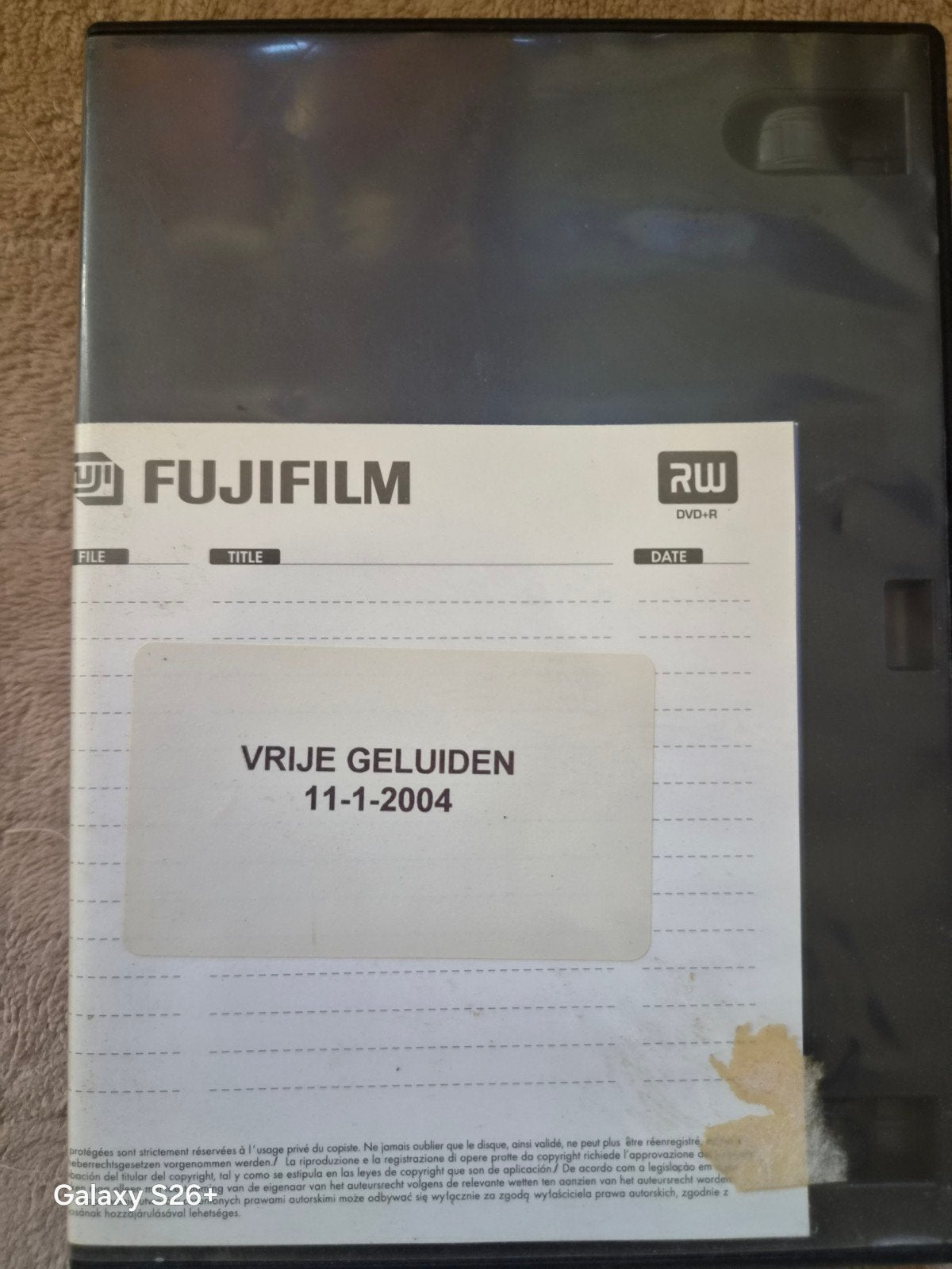 Fujifilm DVD+R met "Vrije Geluiden" opname (11-1-2004), Ophalen of Verzenden, Gebruikt