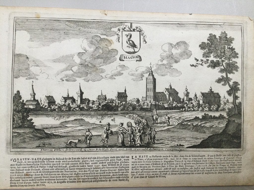 Den Haag, aanzicht, 1660, Antiek en Kunst, Cartografie, 19 cm, 1600 - 1699, Blanco verso