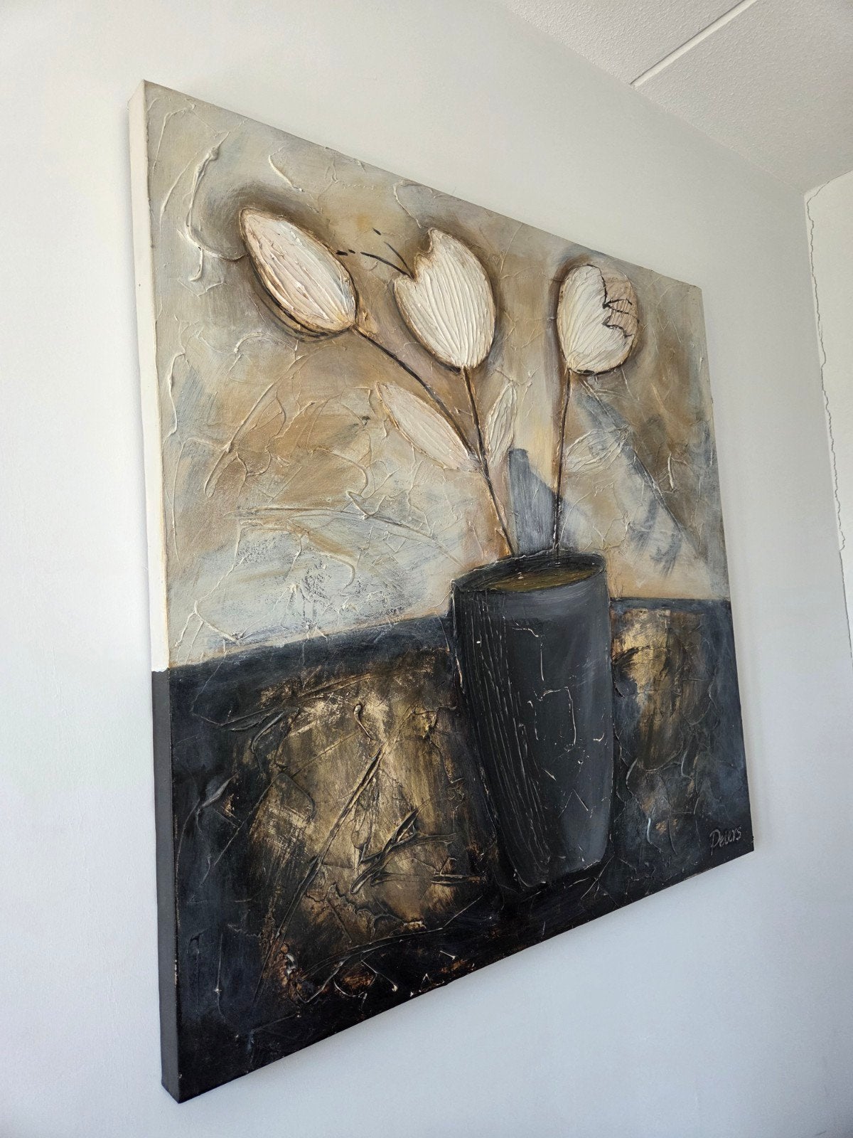 Modern schilderij met tulpen - Henders & Hazel, Ophalen